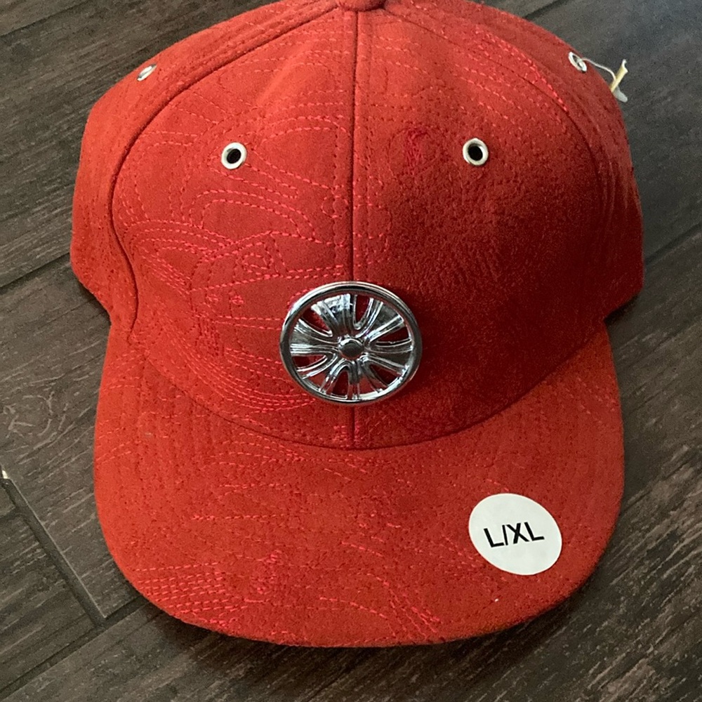 Red chrome wheel Cap with Silver Accent